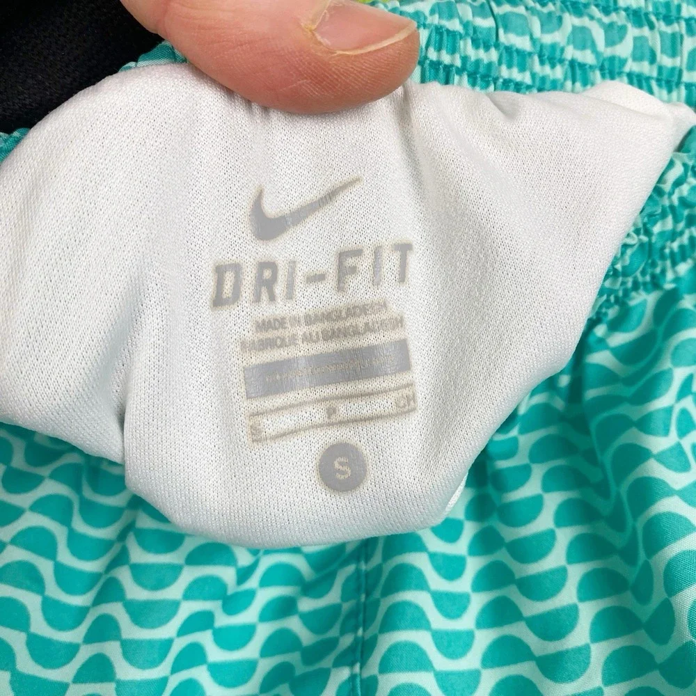 Nike Tempo Wave Print Mesh Panel‎ Running Shorts Womens S Teal White